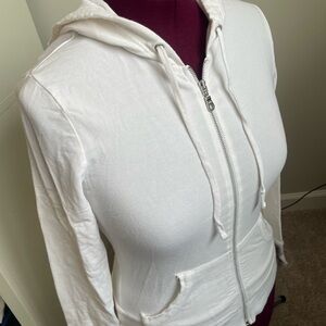 Women's White Zip-Up Hoodie
